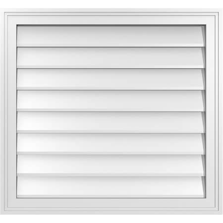 Ekena Millwork Vertical Surface Mount PVC Gable Vnt: Non-Functional, w/2"W x 1-1/2"H, Brickmould Frame, 28"W x 26"H GVPVE28X2602SN